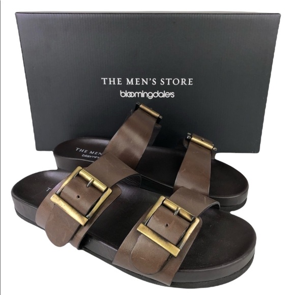 The Mens Store Bloomingdales Brown Devin Sandals Size 8M - Picture 1 of 9